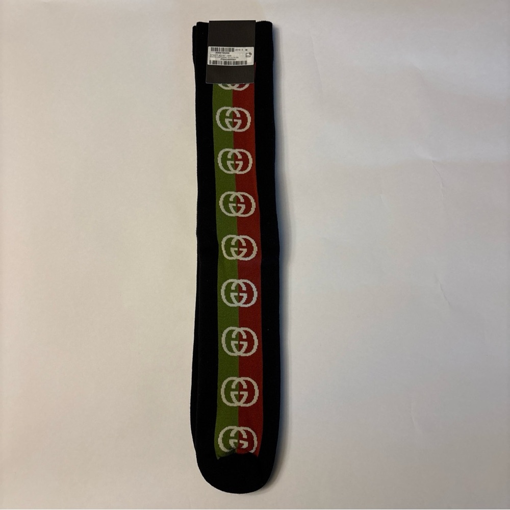 Gucci Black Socks with Red and Green Stripes